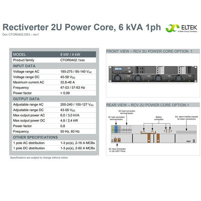 Smart Controller 1ph Eltek 4.8KW Power AC DC Rectiverter 2U Power Core 6kVA 1ph with ...