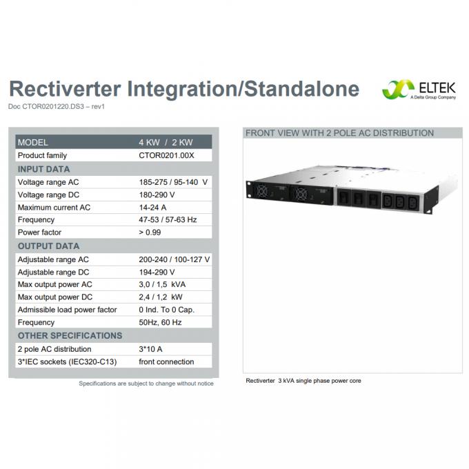 1U Integrated / Standalone Telecom Power System 3kVA 1phase 220VDC ...