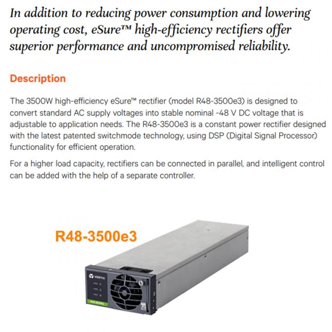 Emerson Rectifier Power Module Emerson Telecom Network Power Supply Rectifier Module R48-3500E3 Vertiv ...
